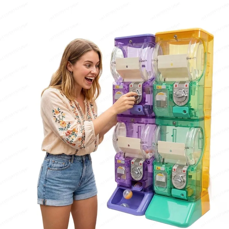 Arcade Vending Machines - Máquina Gashapon Transparente Branca de Dois